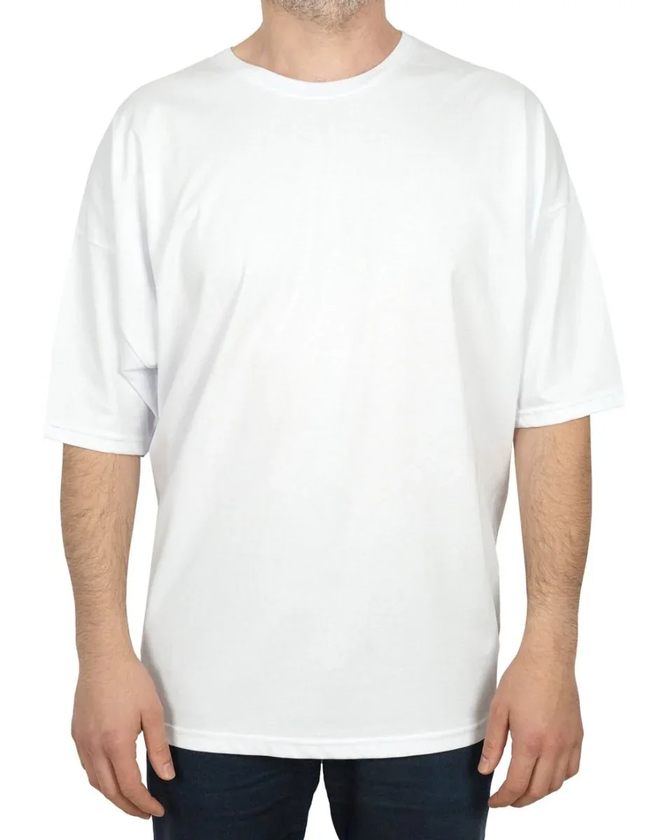 Oversize Bisiklet Yaka Tişört - Beyaz · RM-İK-TDY-343