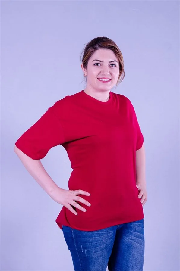 Kırmızı Bol Kollu Kadın Tişört · RM-İK-TDY-378 (2/2)