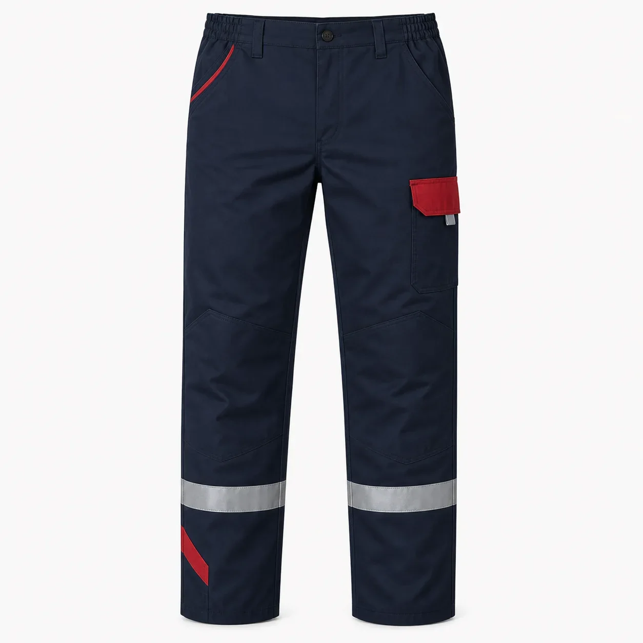 Lacivert Kırmızı Detaylı Reflektörlü İş Pantolonu - Lacivert · RM-İK-PG-359
