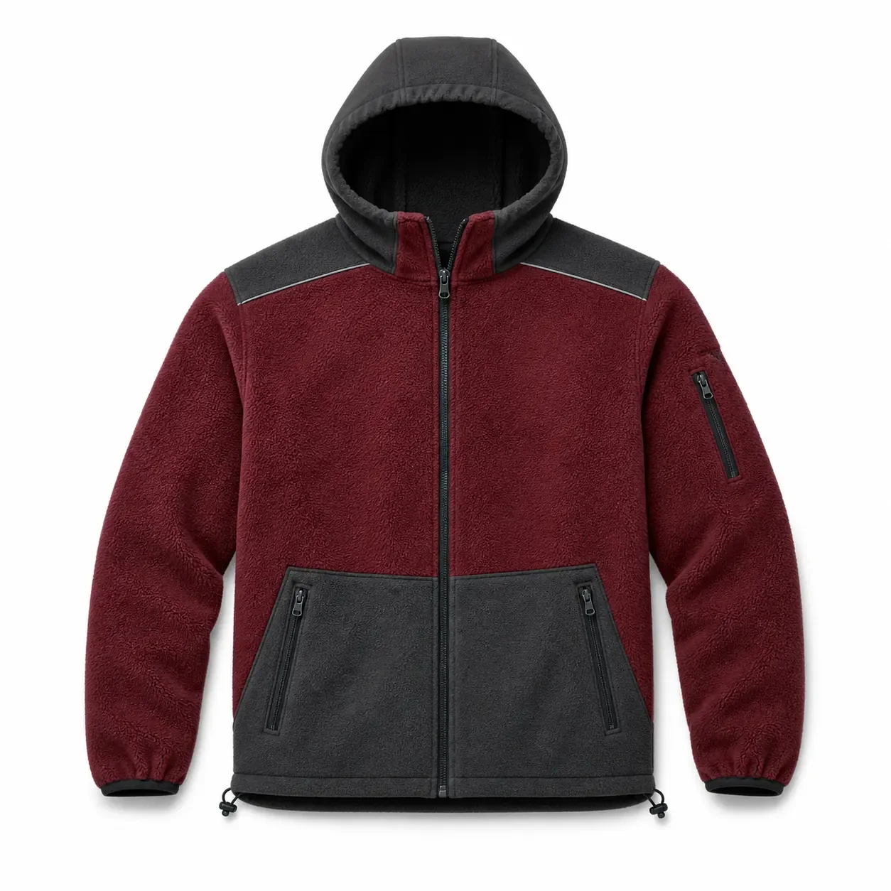 Bordo Antrasit Kapüşonlu Polar Mont - antrasit / bordo · RM-İK-PO-14