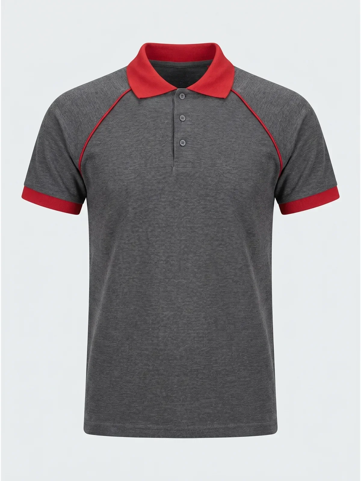 Polo Yaka Tişört Reglan Kol - Füme Kırmızı · RM-İK-TPY-343