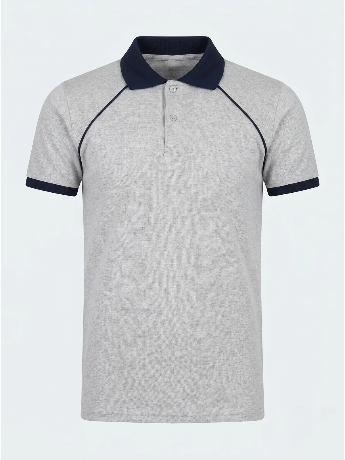 Polo Yaka Tişört Reglan Kol - Gri Lacivert · RM-İK-TPY-346