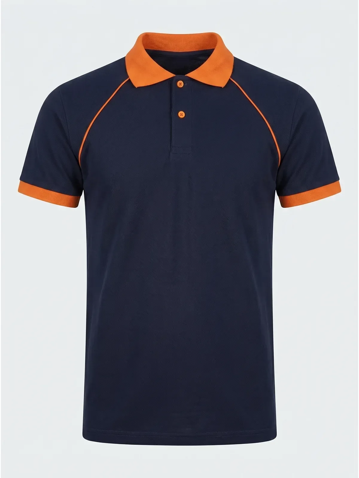 Polo Yaka Tişört Reglan Kol - Lacivert Turuncu · RM-İK-TPY-349