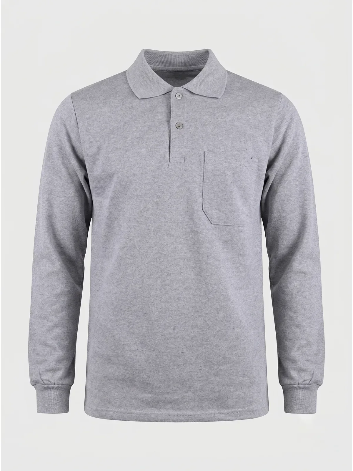 Polo Yaka Uzun Kol Cepli Sweatshirt - Gri Melanj · RM-İK-TPY-360