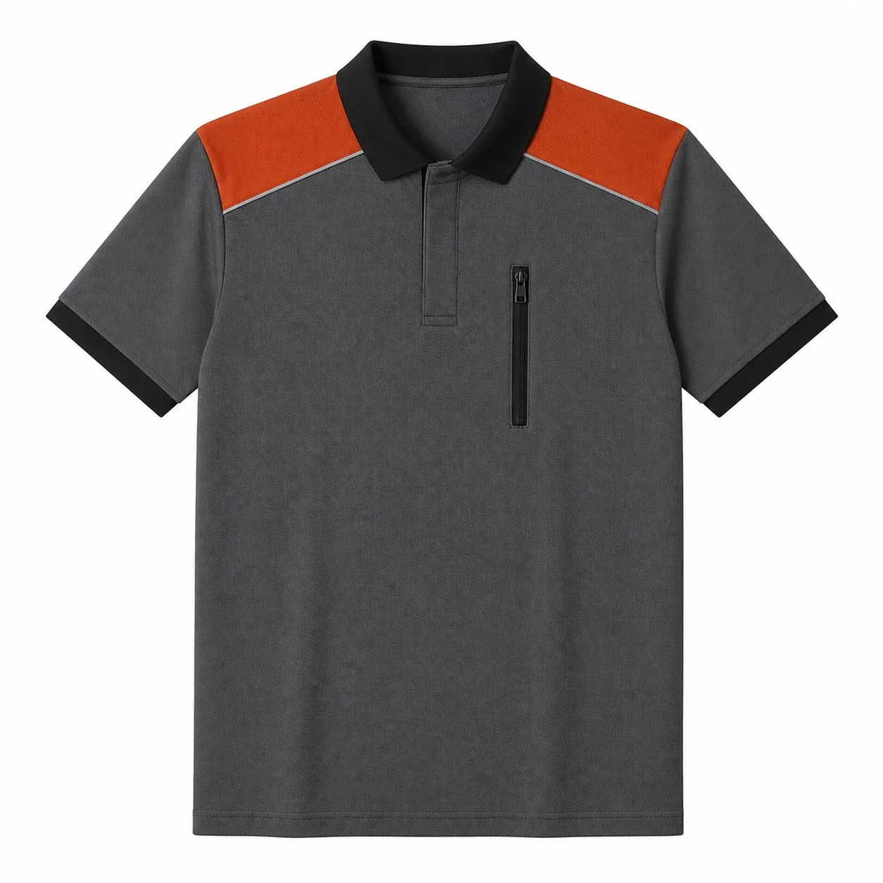 Grafit Turuncu Fermuar Cepli Polo İş Tişörtü - Grafit · RM-İK-TPY-378