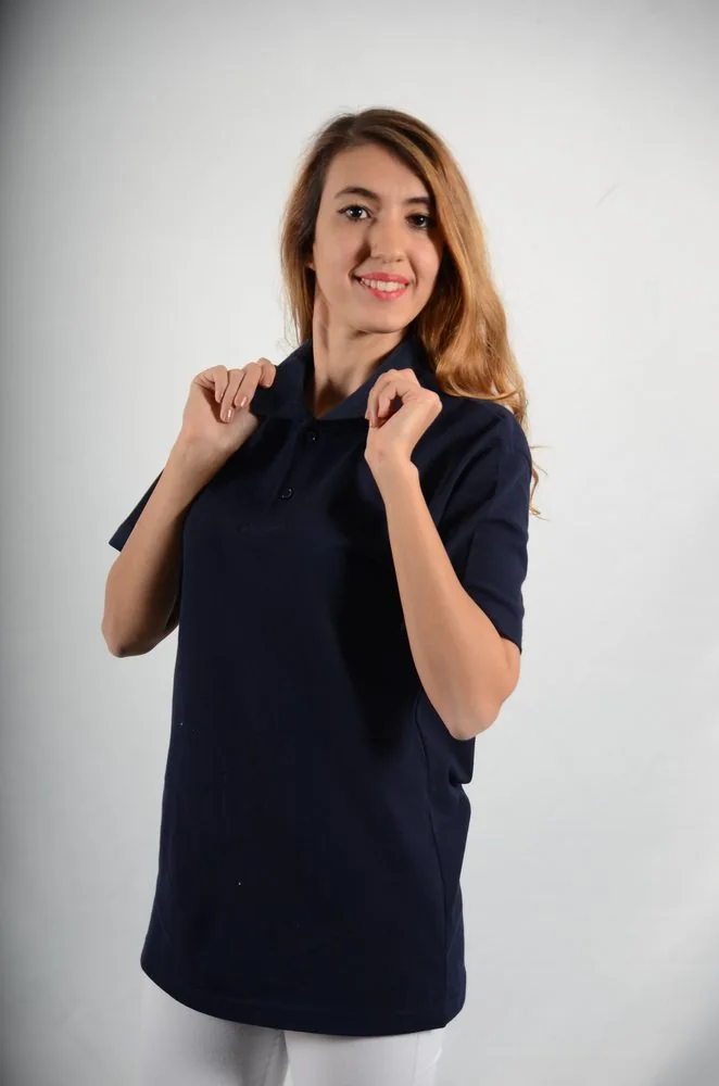Lacivert Kadın Polo Yaka Tişört · RM-İK-TPY-413