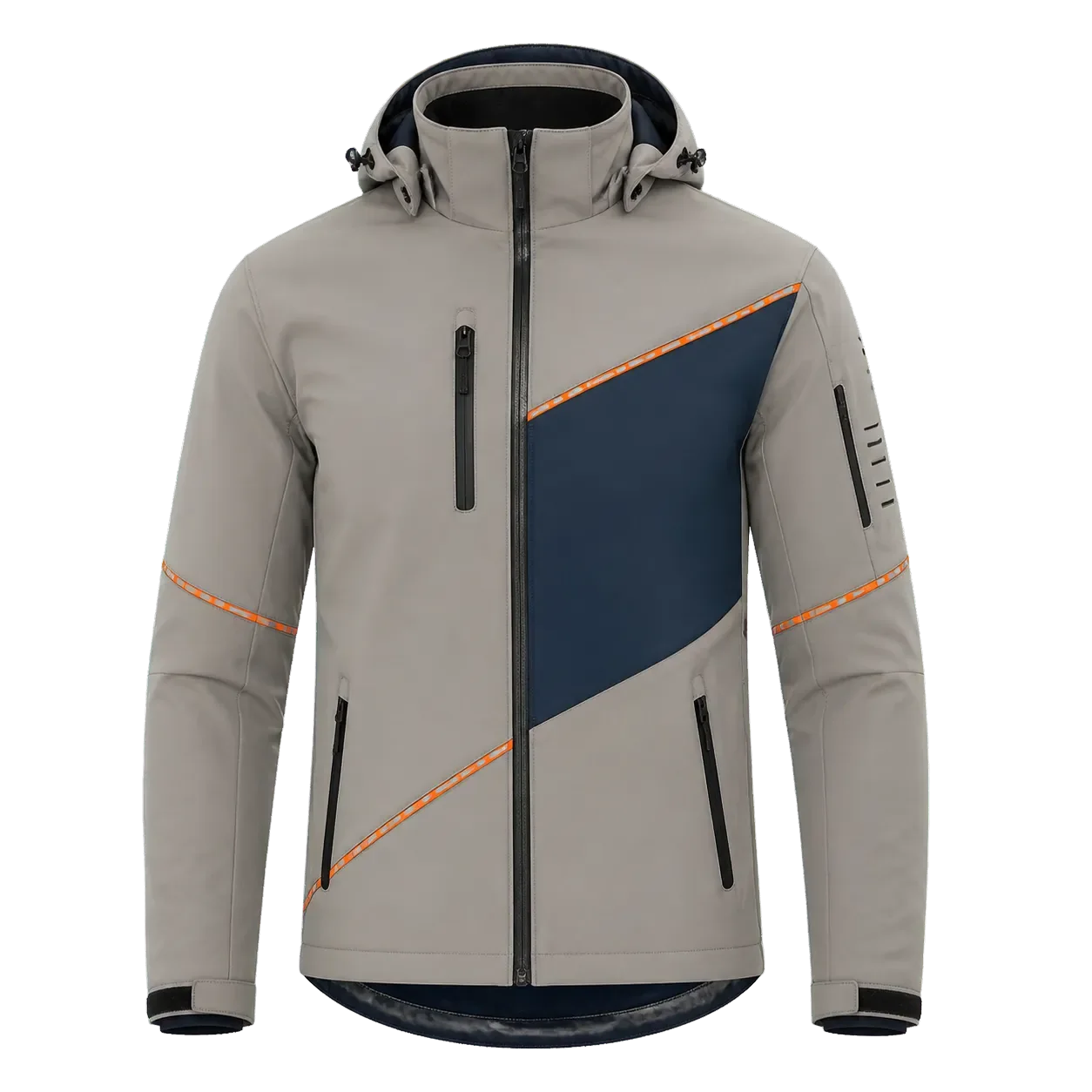 Taş Gri Lacivert Asimetrik Softshell Mont - lacivert / gri · RM-İK-SS-7