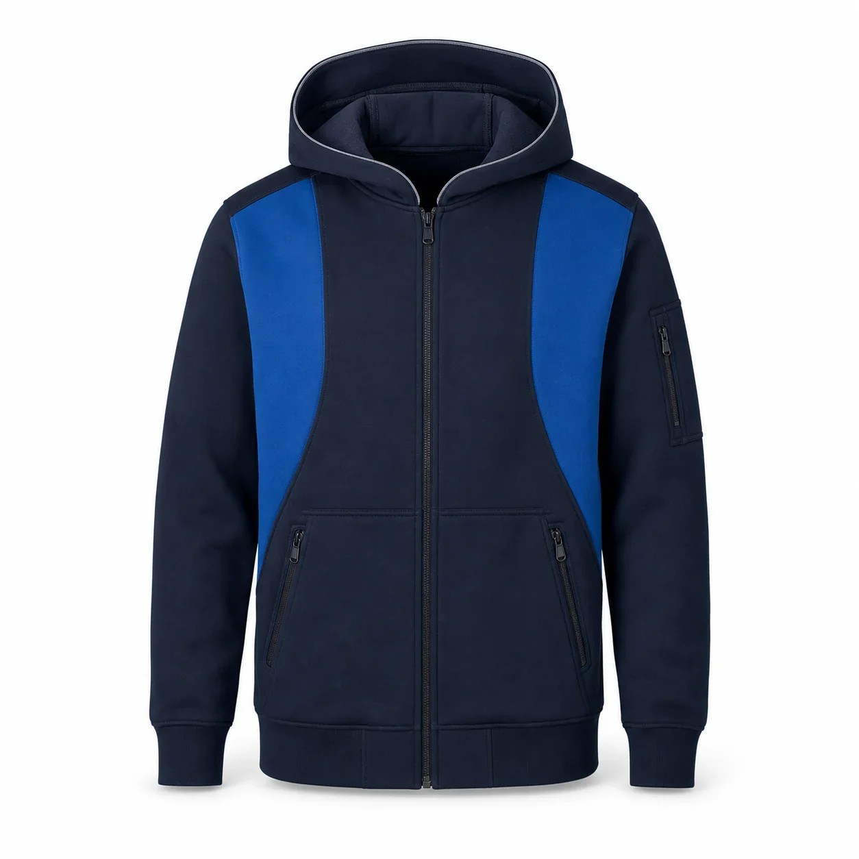 Lacivert Saks Tam Fermuarlı Kapüşonlu Sweatshirt - Lacivert · RM-İK-SW-14