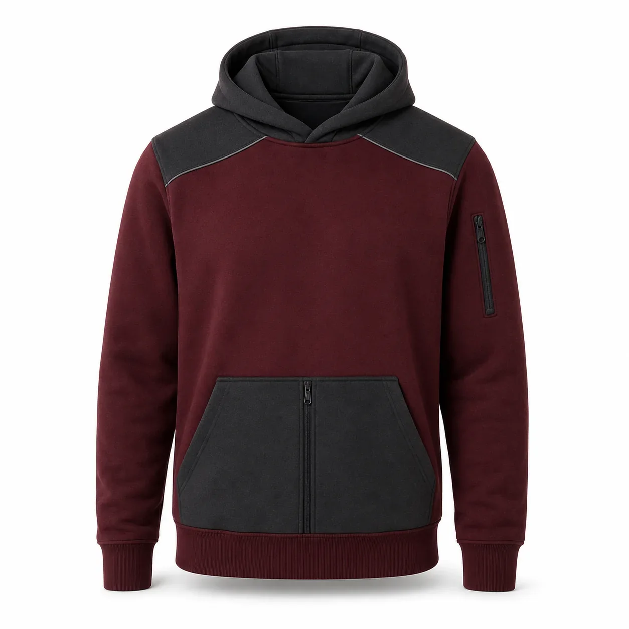 Bordo Antrasit Kanguru Cepli Kapüşonlu Sweatshirt - Bordo · RM-İK-SW-17