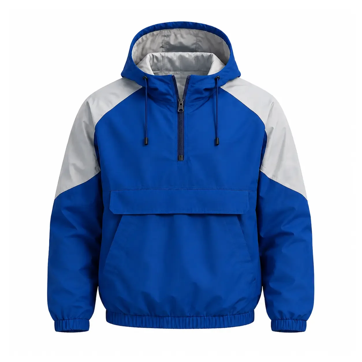 Mavi Gri Yarım Fermuarlı Anorak Hoodie - gri / mavi · RM-İK-SW-24