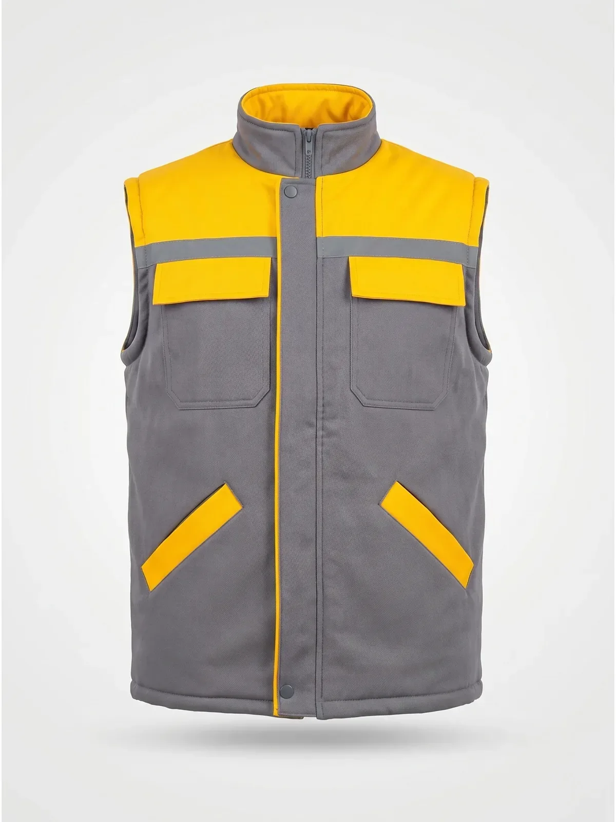 Gabardin İş Yeleği Reflektörlü - Gri Sarı · RM-İK-YL-3