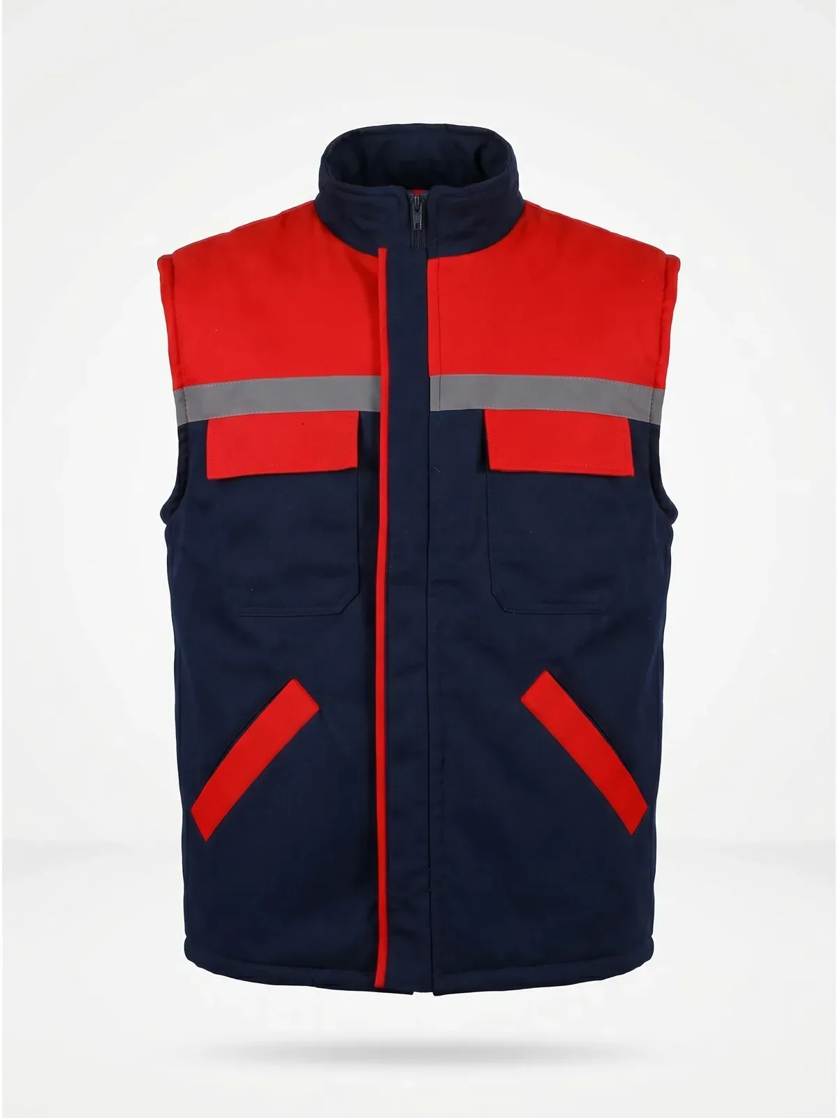 Gabardin İş Yeleği Reflektörlü - Lacivert Kırmızı · RM-İK-YL-5